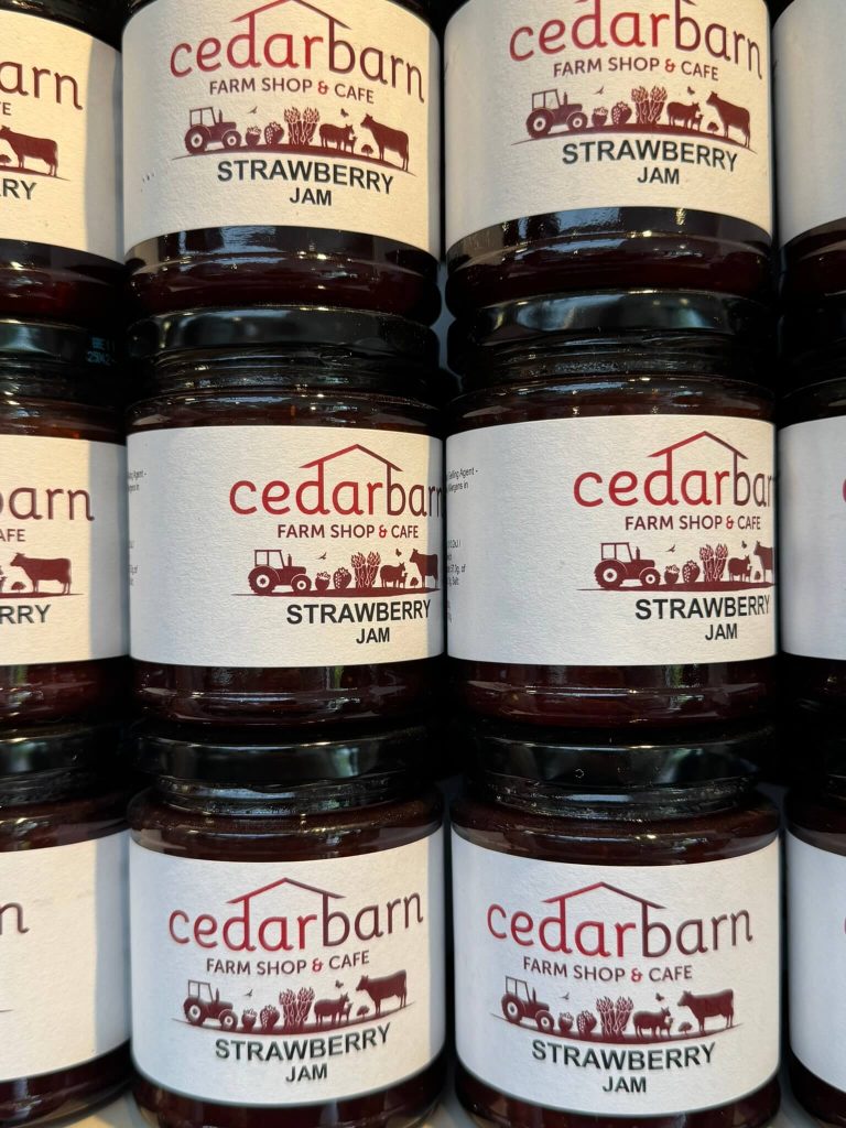 Cedarbarn Jars of Jam, farm shop near Low Costa Mill